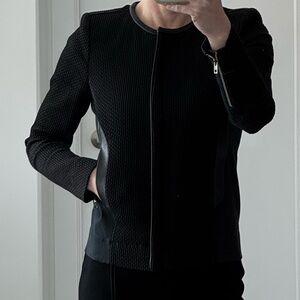 IRO Brock Jacket – Size 40 EU / 8 US, Leather Trim, Textured Fabric Black